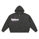 Honest Leopard Print Waffle Zip Hoodie