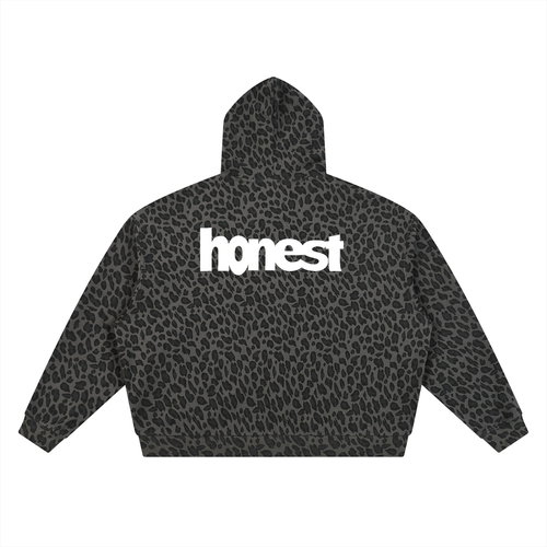 Honest Leopard Print Waffle Zip Hoodie