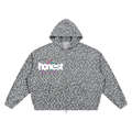 Honest Leopard Print Waffle Zip Hoodie
