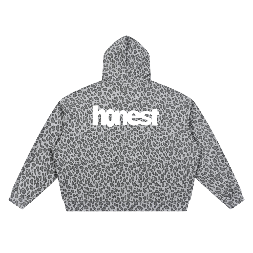 Honest Leopard Print Waffle Zip Hoodie